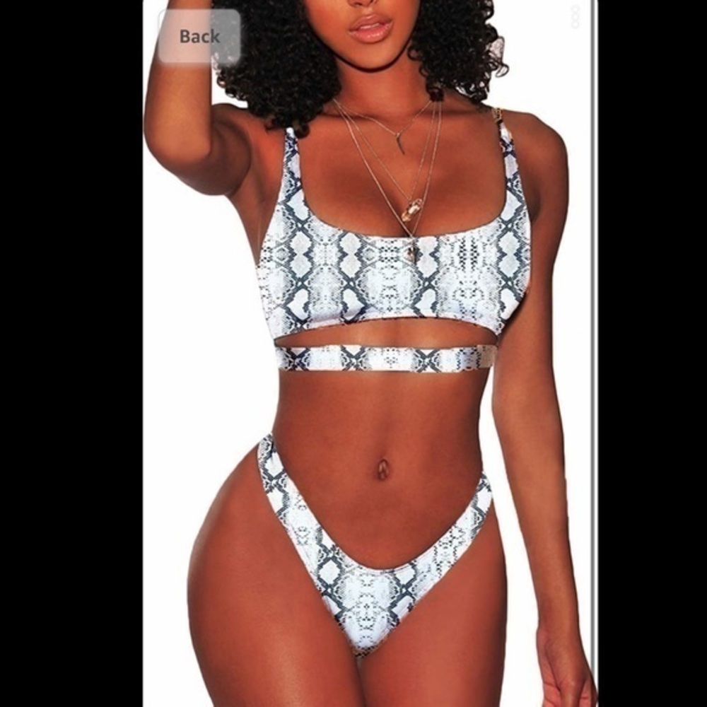 White Underboob Snake Skin Bikini
